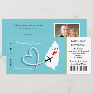 Invitation Billet d'embarquement Mariage Destination St Lucia