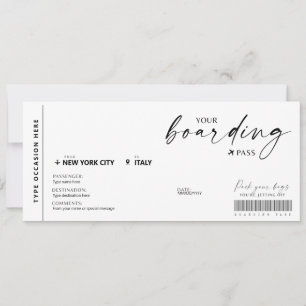 Invitation Billet d'embarquement moderne surprise Faux billet