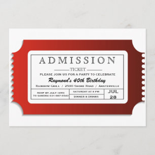 Invitation Billet d'entrée à la fête