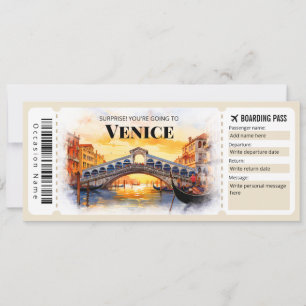 Invitation Billet d'entrée d'embarquement de Venice Plane mod