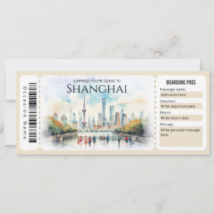 Invitation Billet d'entrée d'embarquement modifiable Shanghai