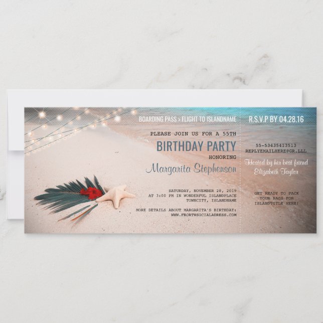 Invitation Billet d'entrée d'embarquement pour la destination (Devant)
