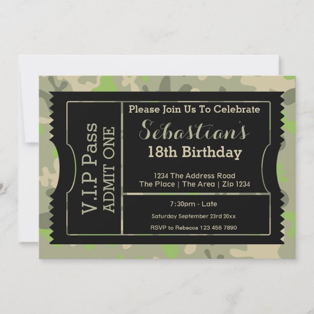 Invitation Billet d'entrée du VIP Pass Party (Devant)