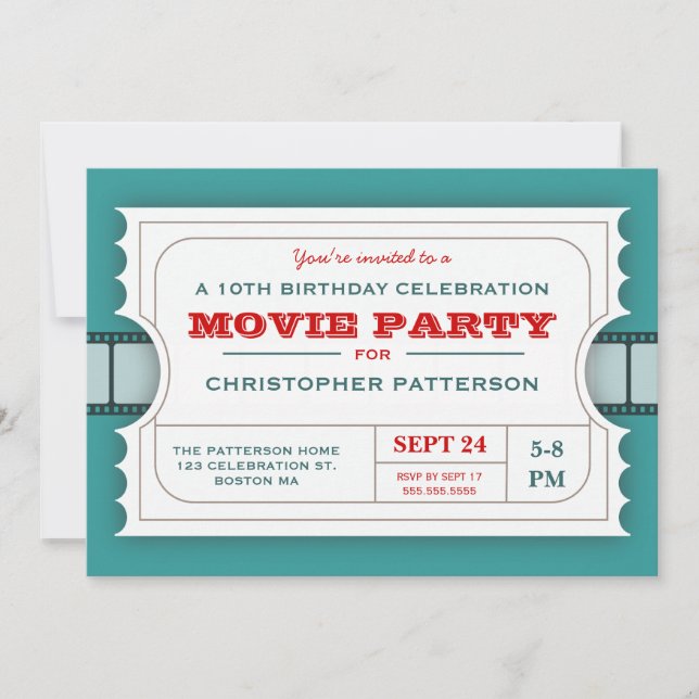 Invitation Billet d'entrée pour la fête d'anniversaire de la  (Devant)