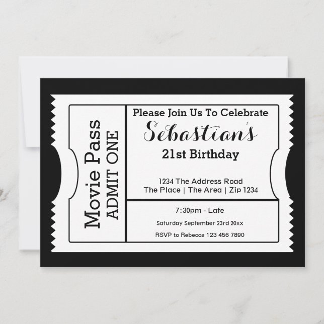 Invitation Billet d'entrée pour la fête de la nouveauté noir  (Devant)