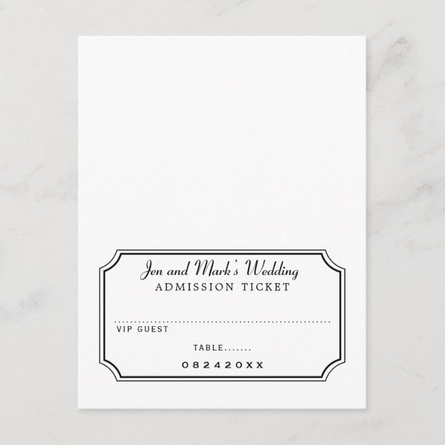 Invitation Billet d'entrée vidéo noir et blanc (Devant)