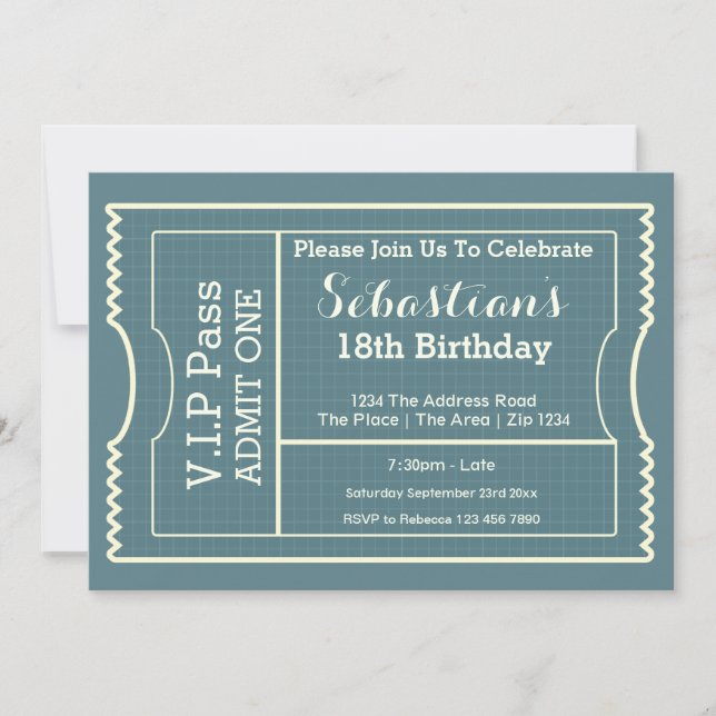 Invitation Billet d'entrée VIP Pass Party (Devant)