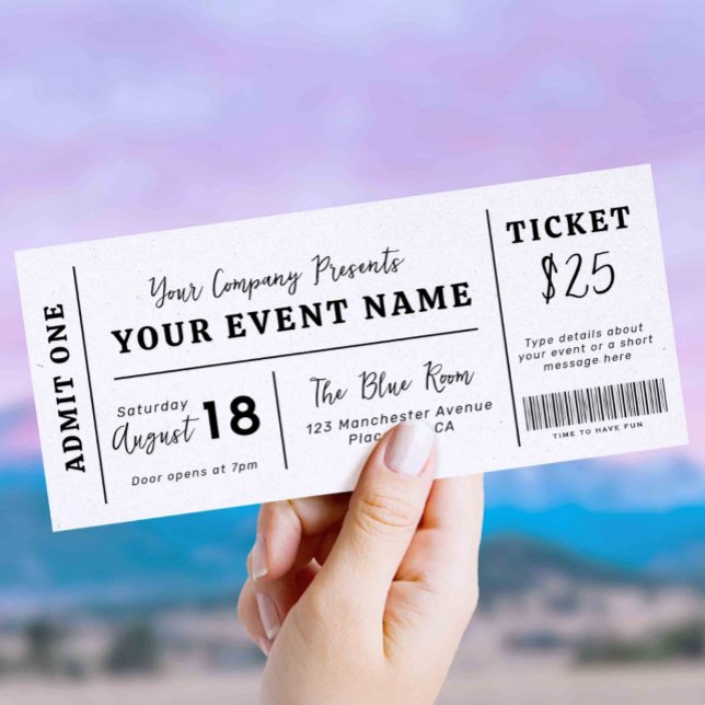 Invitation Billet d'événement personnalisé, Billet de spectac (Créateur téléchargé)