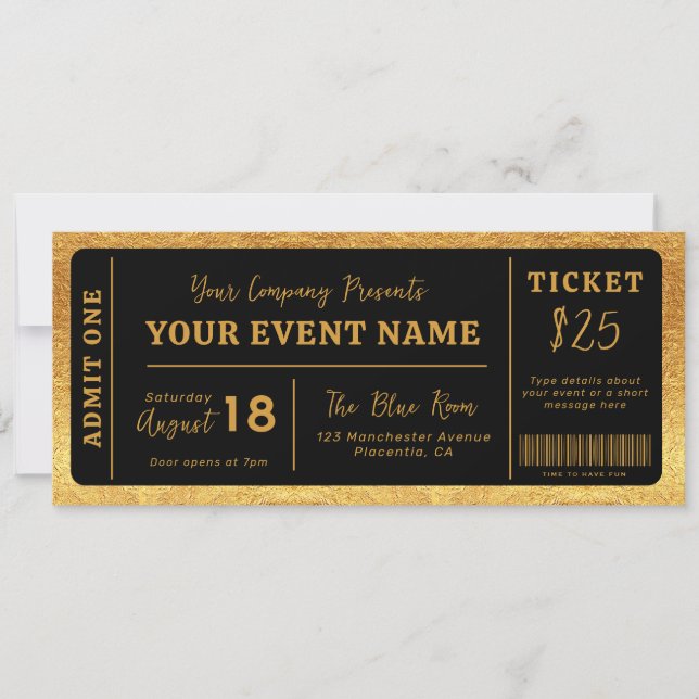 Invitation Billet d'événement personnalisé Concert faux Bille (Devant)