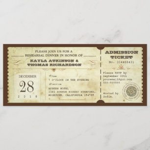 Invitation Billet dîner de répétition de typographie vintage