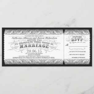 Invitation billet d'invitation pour mariage blanc gris noir
