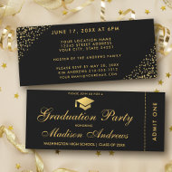 Invitation Billet d'or de la Parties scintillant de la fête d