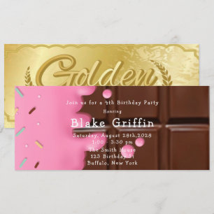 Invitation Billet d'or Pink Chocolate Bar