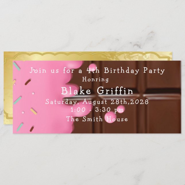 Invitation Billet d'or Pink Chocolate Bar (Devant / Derrière)