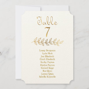 Invitation Billet élégant Gold Table Numéro 7 Sein Graphique