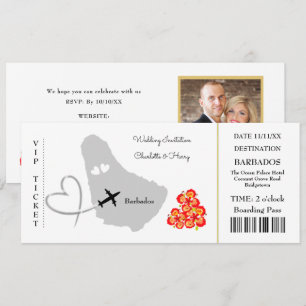 Invitation Billet Embarquement Pass Mariage Destination Barba