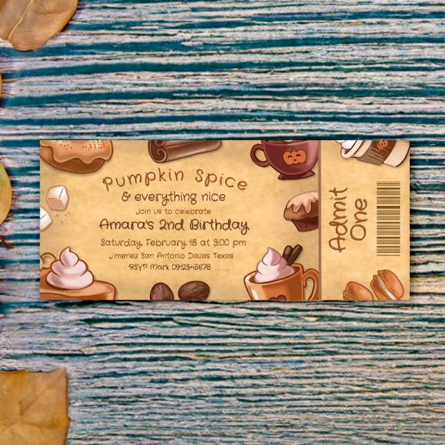 Invitation Billet épice citrouille et tout Nice (Pumpkin Spice and Everything Nice Ticket Invitation)