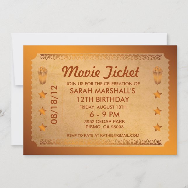Invitation Billet film bronze (Devant)