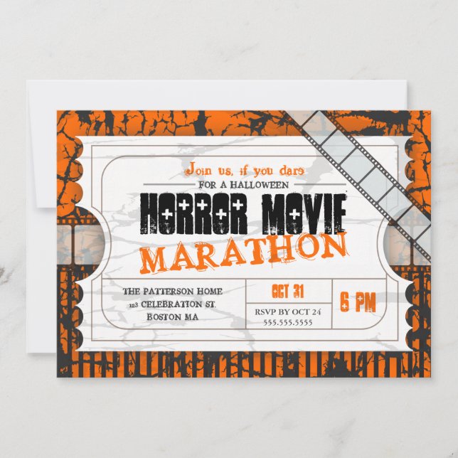 Invitation Billet film Halloween Horreur Movie Party (Devant)