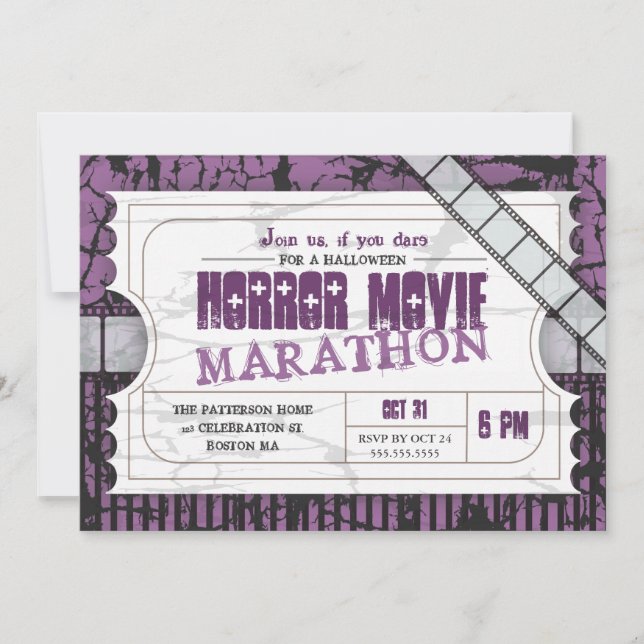 Invitation Billet film Halloween Horreur Movie Party (Devant)