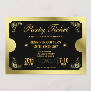 Invitation Billet Golden Party