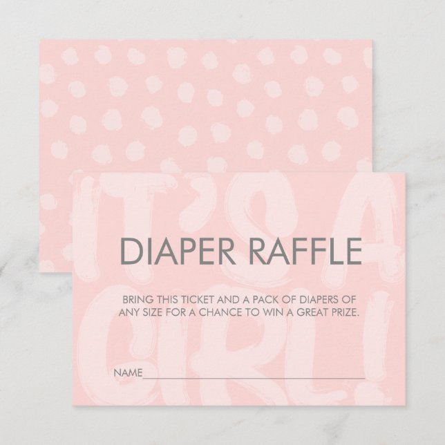 Invitation Billet Graffiti Baby shower rose rabat (Devant / Derrière)
