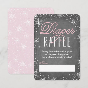 Invitation Billet hiver Snowflake rose Bébé Déchets Raffle