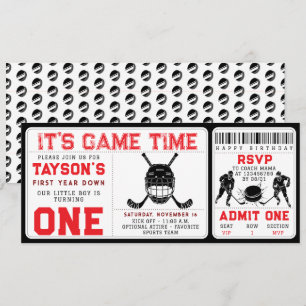 Invitation Billet Hockey première année en bas 1er anniversai