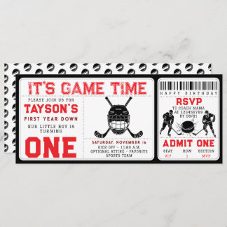 Invitation Billet Hockey première année en bas 1er anniversai