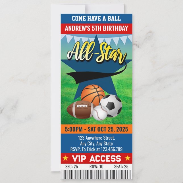 Invitation Billet individuel All Star Anniversday Party (Devant)