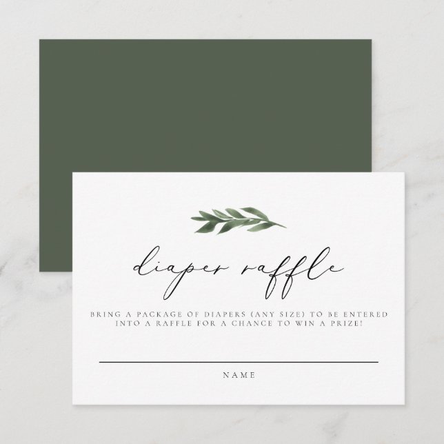 Invitation Billet LANA-Minimaliste Boho Green Diaper (Devant / Derrière)