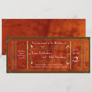 Invitation billet mariage art déco, luxe cuir