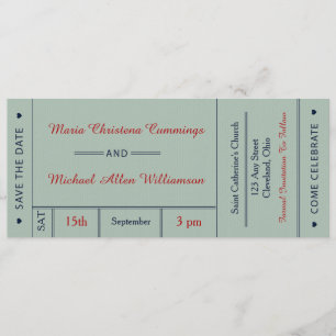 Invitation Billet Mariage Rétro Enregistrer La Date Annonce