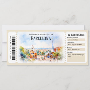 Invitation Billet modifiable Barcelona Plane Boarding Pass