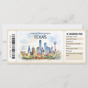 Invitation Billet modifiable Texas Plane, Texas Trip