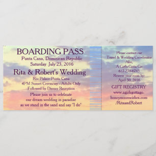 Invitation Billet Pass Embarquement  Mariage de destination