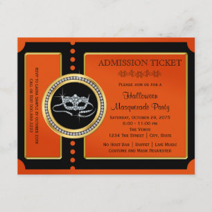 Invitation Billet pour la Soirée Masquée d'Halloween
