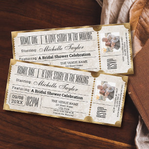 Invitation Billet rustique Vintage avec photo RSVP