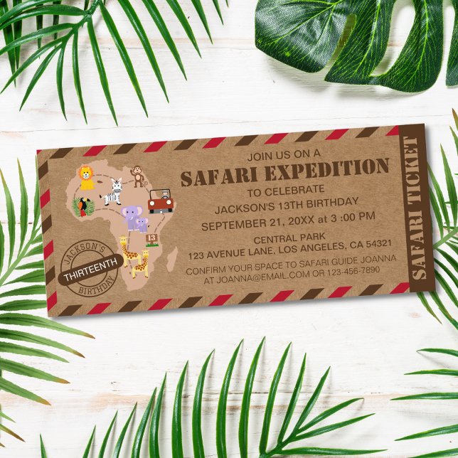Invitation Billet Safari Africain Anniversaire de enfant anim (Créateur téléchargé)