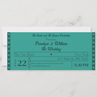 Invitation Billet Simple Retro Style Mariage vert