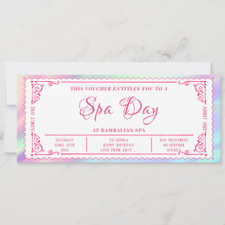 Invitation Billet Spa modifiable Certificat cadeau