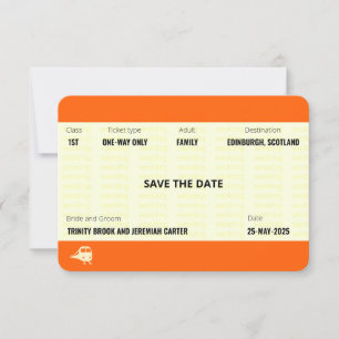 Invitation Billet train   Mariage Enregistrer la famille de d