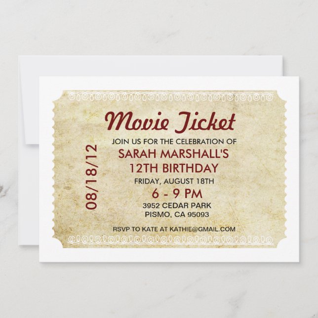 Invitation Billet vidéo (Devant)