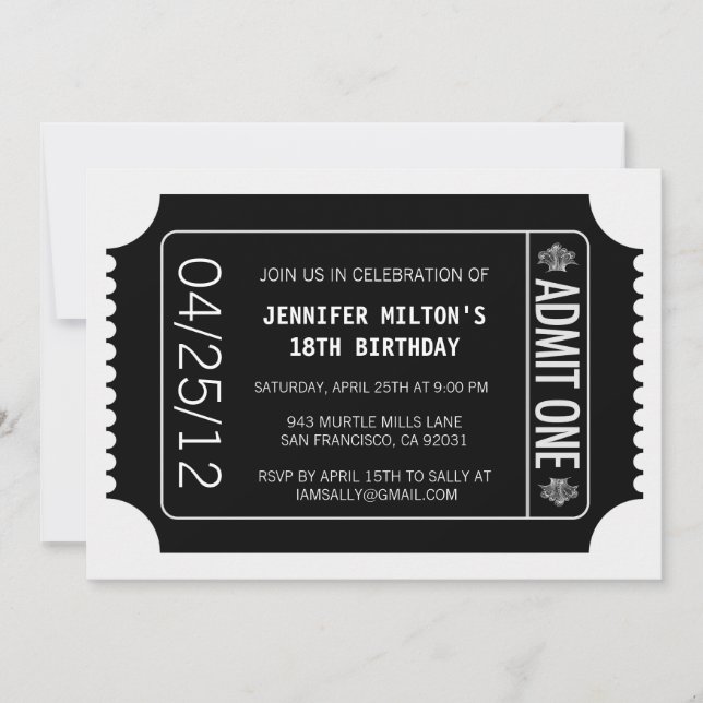 Invitation Billet vidéo (Devant)