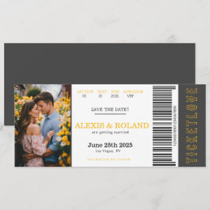 Invitation Billet VIP 1 Photo Enregistrer La Date