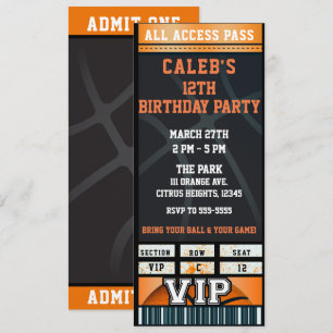 Invitation Billet VIP pour la fête d'anniversaire Black Orang