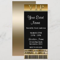 Billet VIP Soirée Élégante Or et Noir