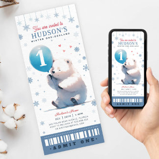 Invitation Billets d'anniversaire de l'ours polaire de l'Oned
