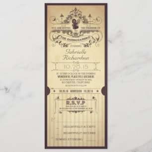 Invitation Billets de cinéma vintage rétro L'invitation QUINC