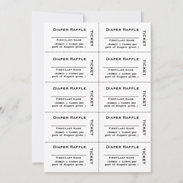 Invitation Billets de tombola pour couches (Devant)